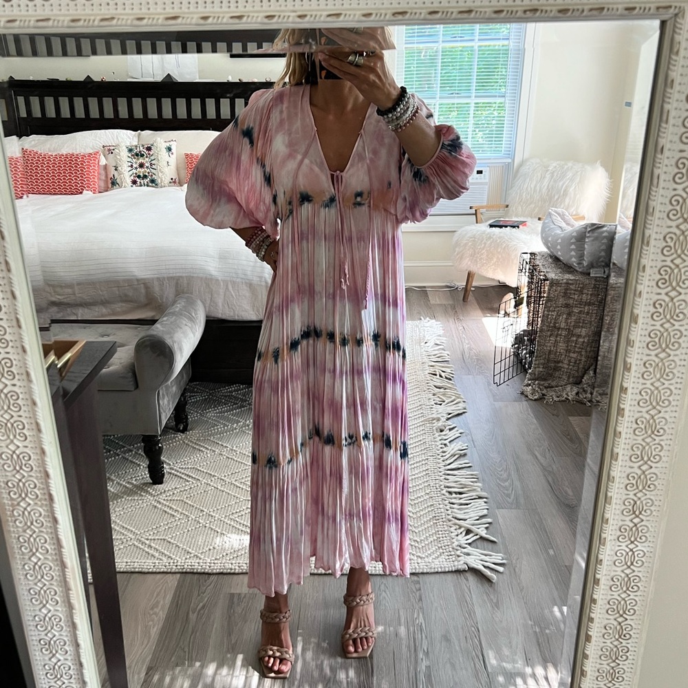Young Fabulous & Broke Pink Tie Dye Boho Maxi Dress